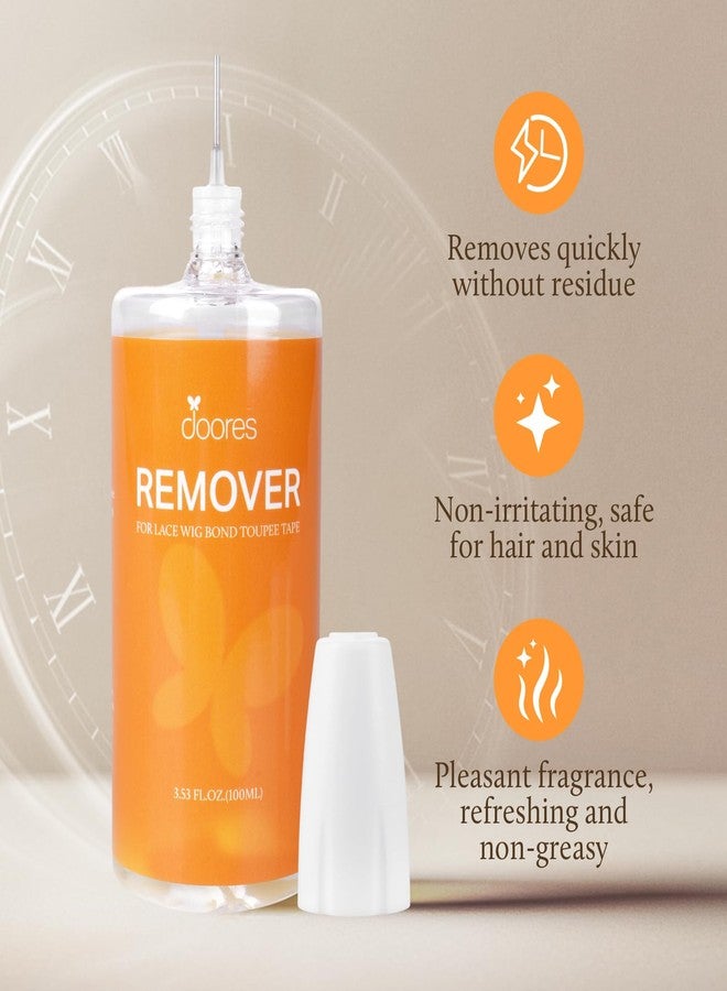 DOORES Tape in Extension Remover, 100ml Fast Acting Tape in Remover Lace Wig Glue Tape-ins Extensions, Lace Glue Adhesive Removes Natural Ingredients Easy to Clean (Kumquat Flavor) - Image 3